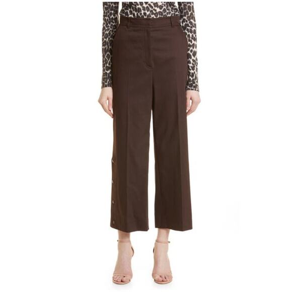 HUGO BOSS Womens Tapika Ankle Trousers Size 0 Dark Brown Stretch Cotton NWOT - Picture 1 of 11